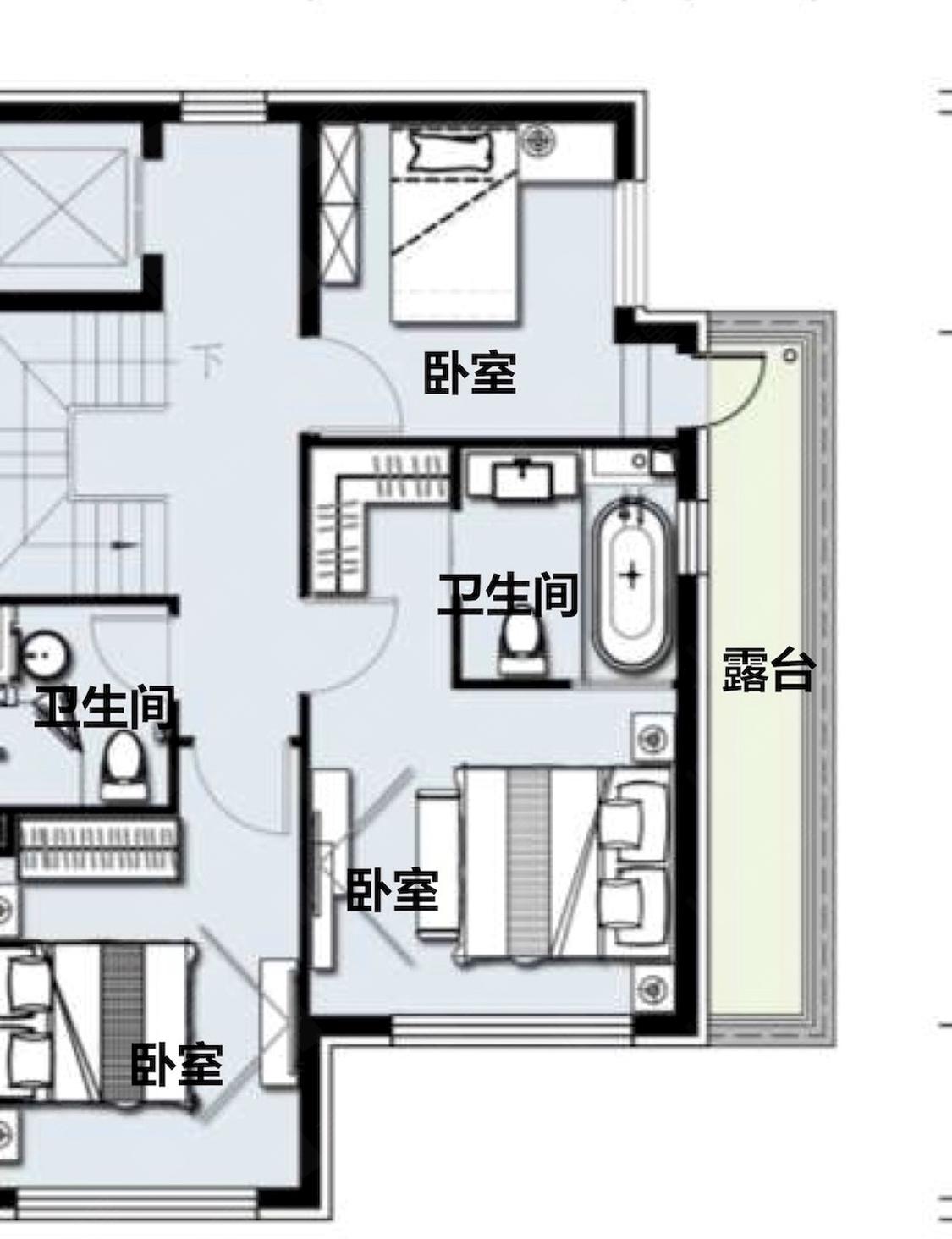 4室3厅3卫建面220m²南北户型图