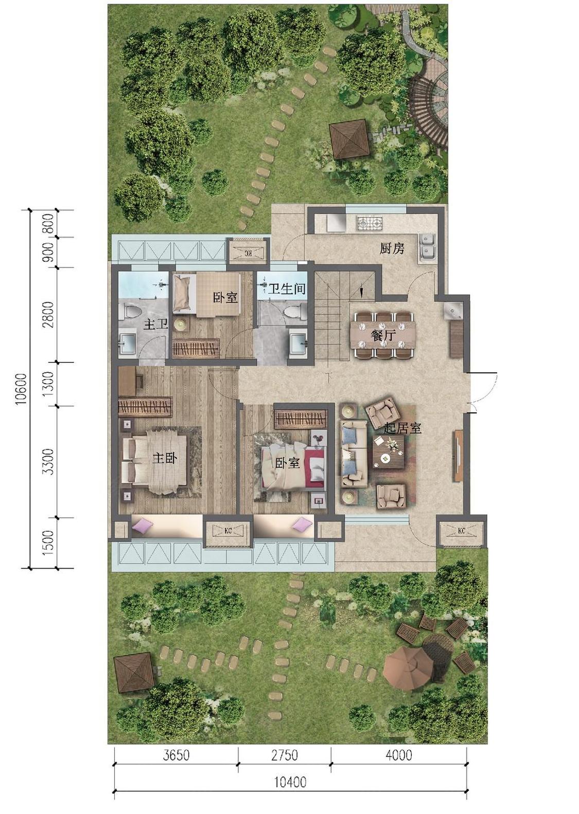 住总如院3室2厅2卫户型图