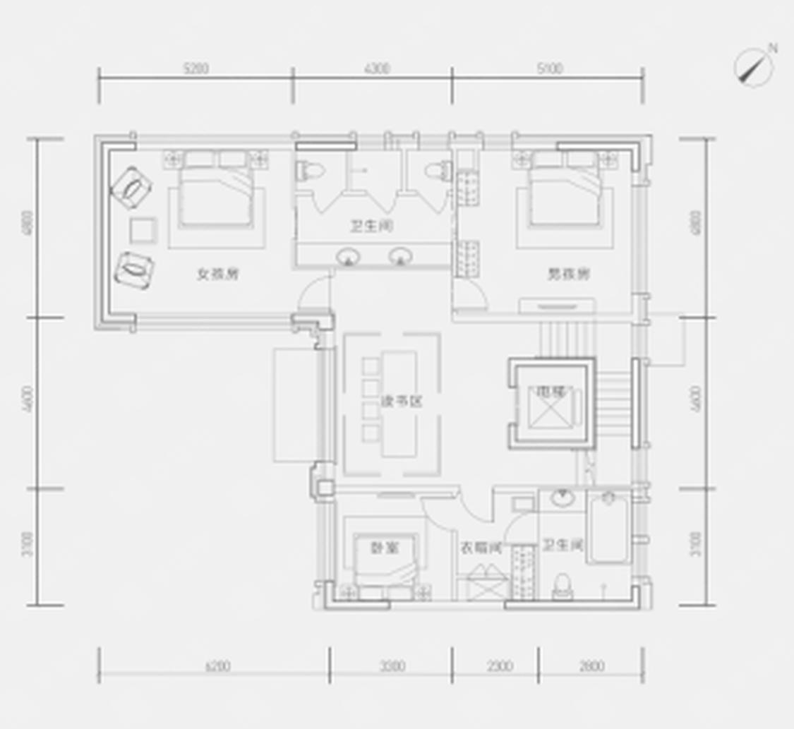 优山美地D区4室2厅5卫户型图